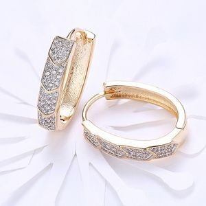 Champagne Gold Plated CZ Hoop Earrings